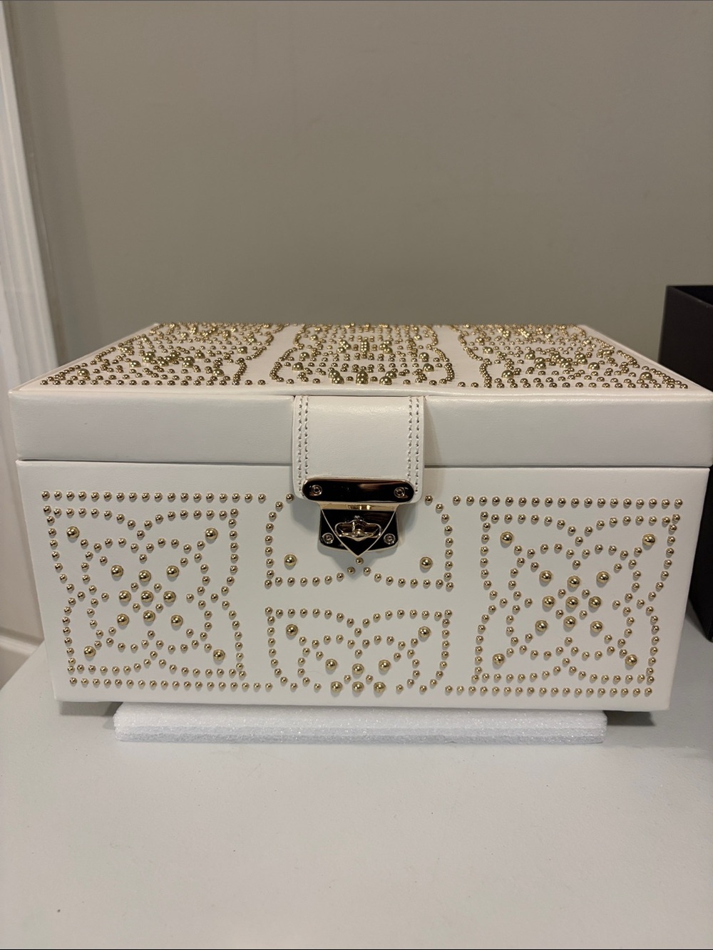 WOLF White Jewelry Chest with Gold Stud Detailing